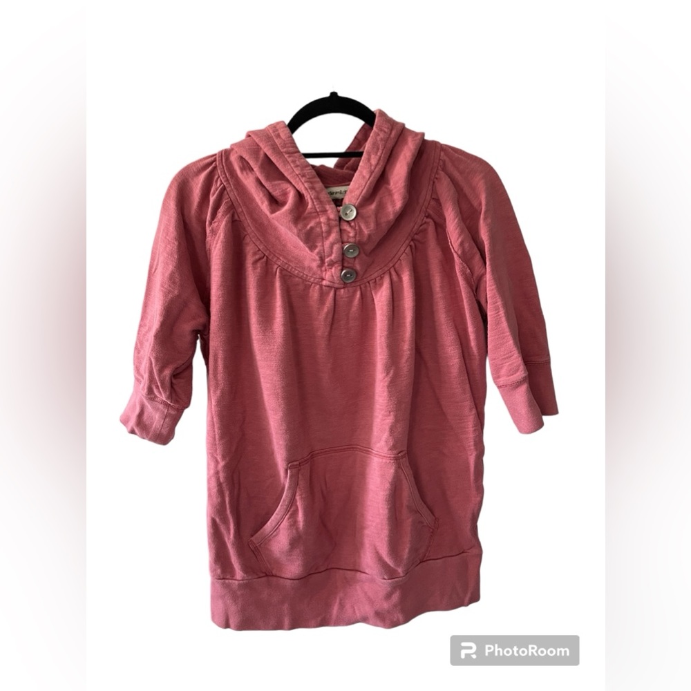 Paper Denim & Cloth elbow length sleeved dusty pink hoodie